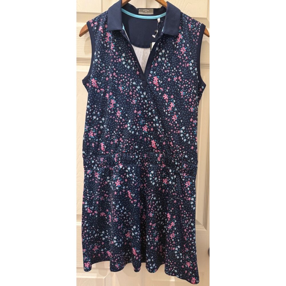 Callaway Womens M Floral Print Golf Dress W/ Sun Protection Fabric Opti-Dri New